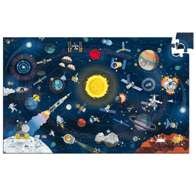 Puzzle de 200 piezas del espacio, con satélites, planetas, cohetes de Djeco