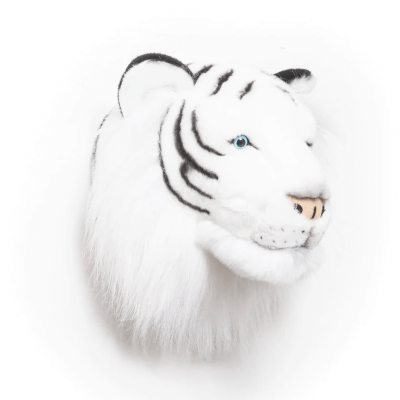Cabeza de peluche de Tigre Blanco para pared infantil Wild and Soft