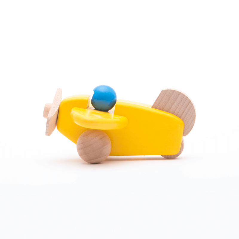 Avión pequeño de madera Amarillo Bajo