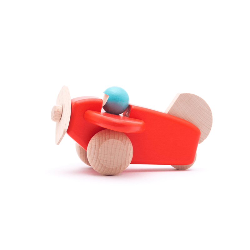 Avión pequeño de madera Rojo Bajo