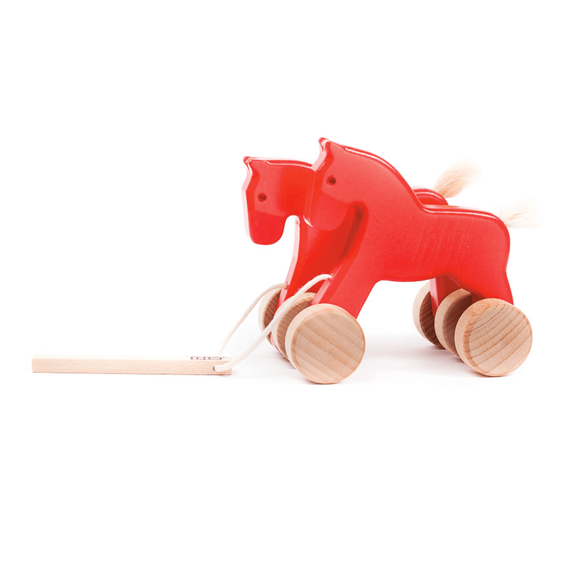 Caballos galopando Arrastre de madera Rojo Bajo