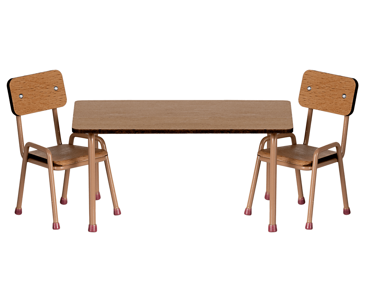Conjunto mesa y dos sillas para Ratones Maileg color amarillo