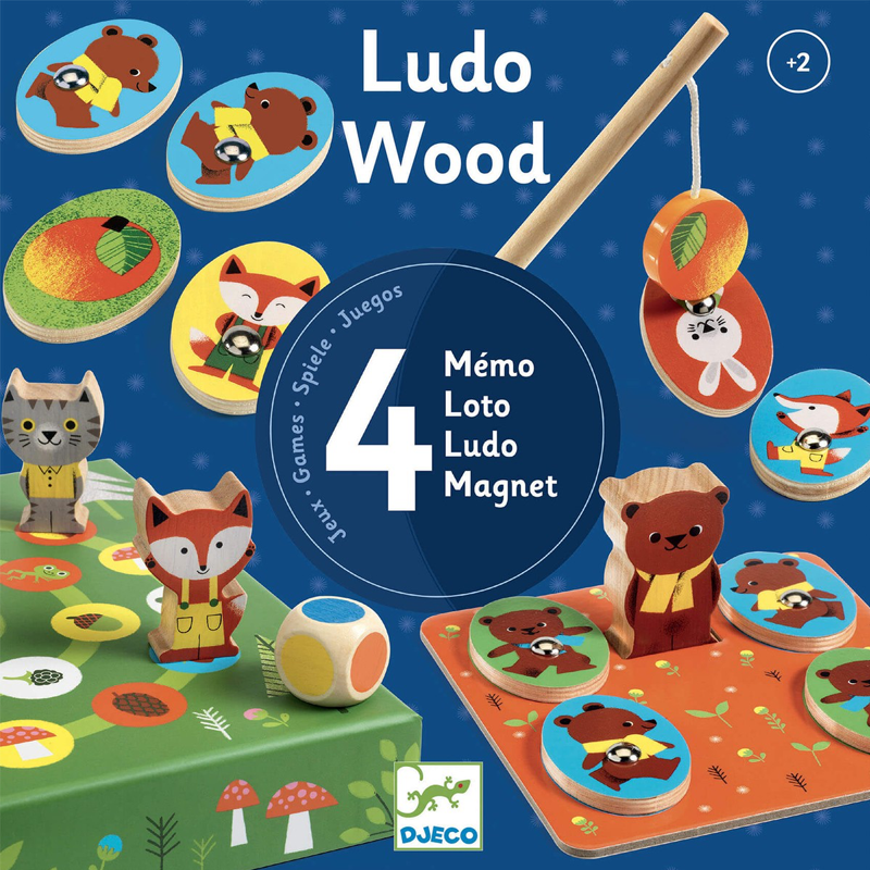 Cuatro Juegos Educativos Ludo Wood Djeco
