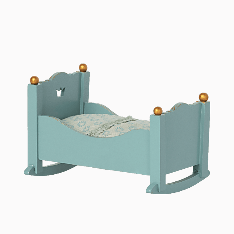 Cuna Mecedora azul para Baby Mouse Maileg