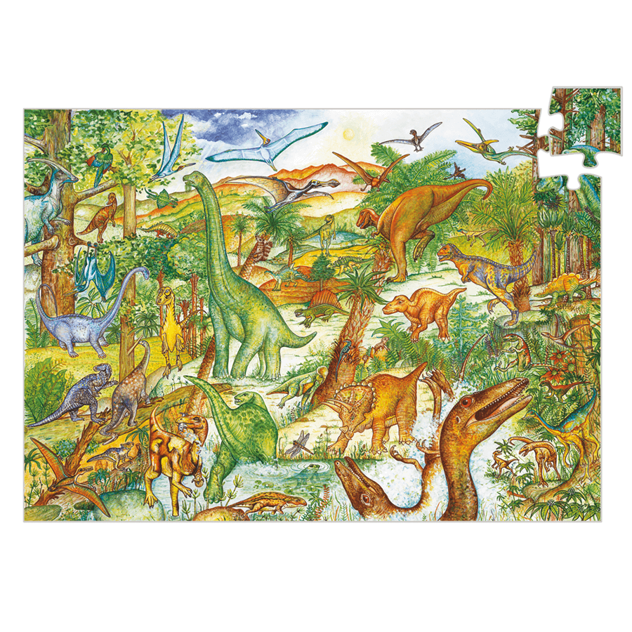 Puzzle + libro Dinosaurios 100 piezas Djeco
