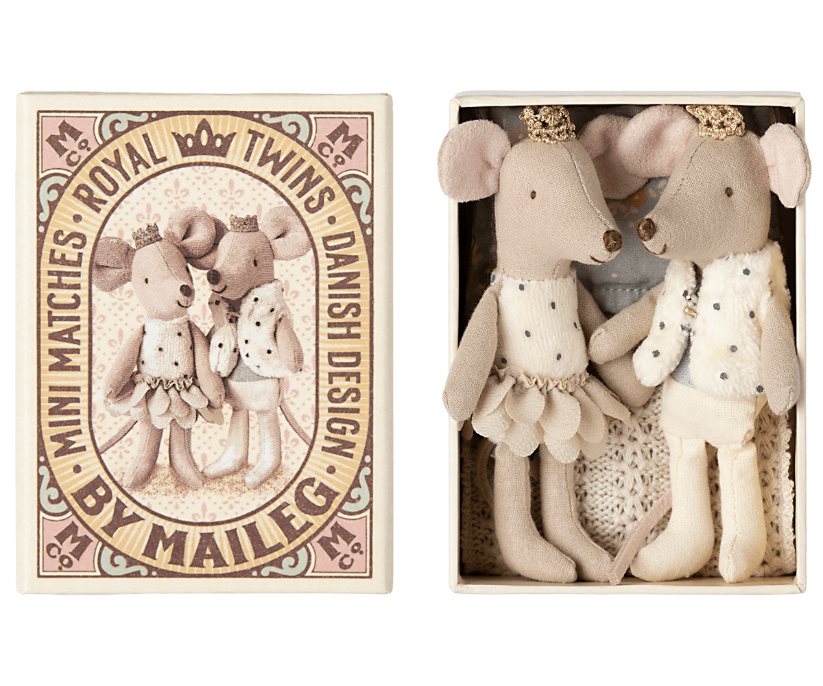 Ratones Reales Gemelos Maileg en cajita