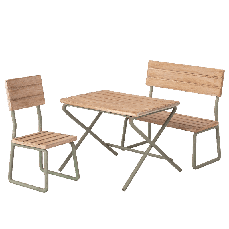 Set Jardín mesa, banco y silla Maileg