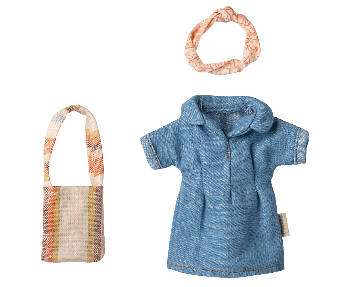 Vestido vaquero y bolso Mamá Ratona Maileg